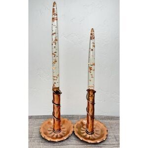 Vintage Gregorian Copper Candle Holder With Lucite Candle Set Of 2 Made In USA